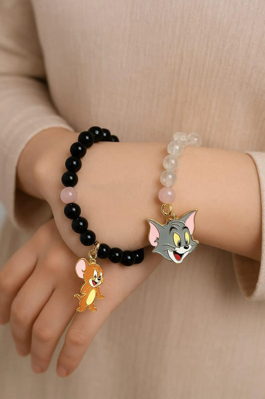 Adjustable Crystal Charms Hanging Bracelets - 2 Pcs Set for Unisex