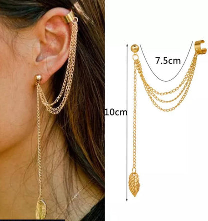 2 Pcs Gold And Silver Plated Leaf Design Ear Clip Earring