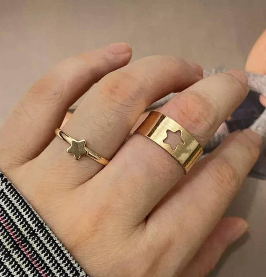 2 Pcs Trendy Couple Star Rings