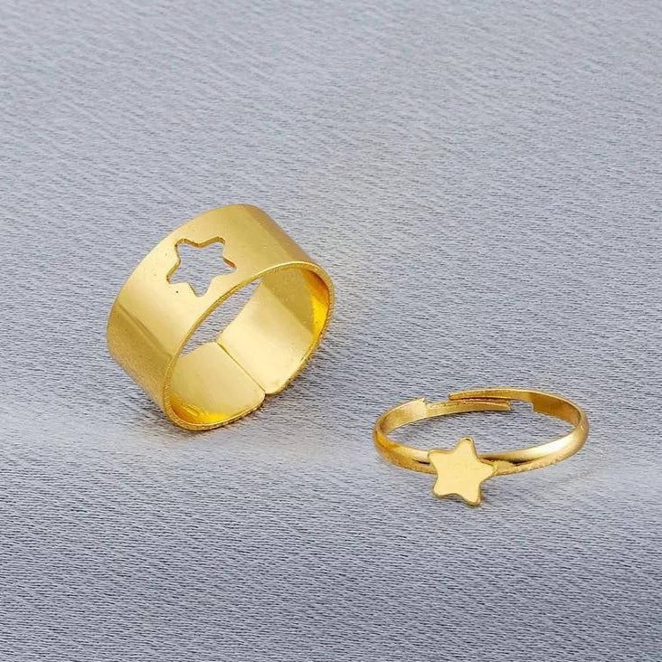 2 Pcs Trendy Couple Star Rings