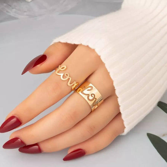 2 Pcs Trendy Couple Love Rings