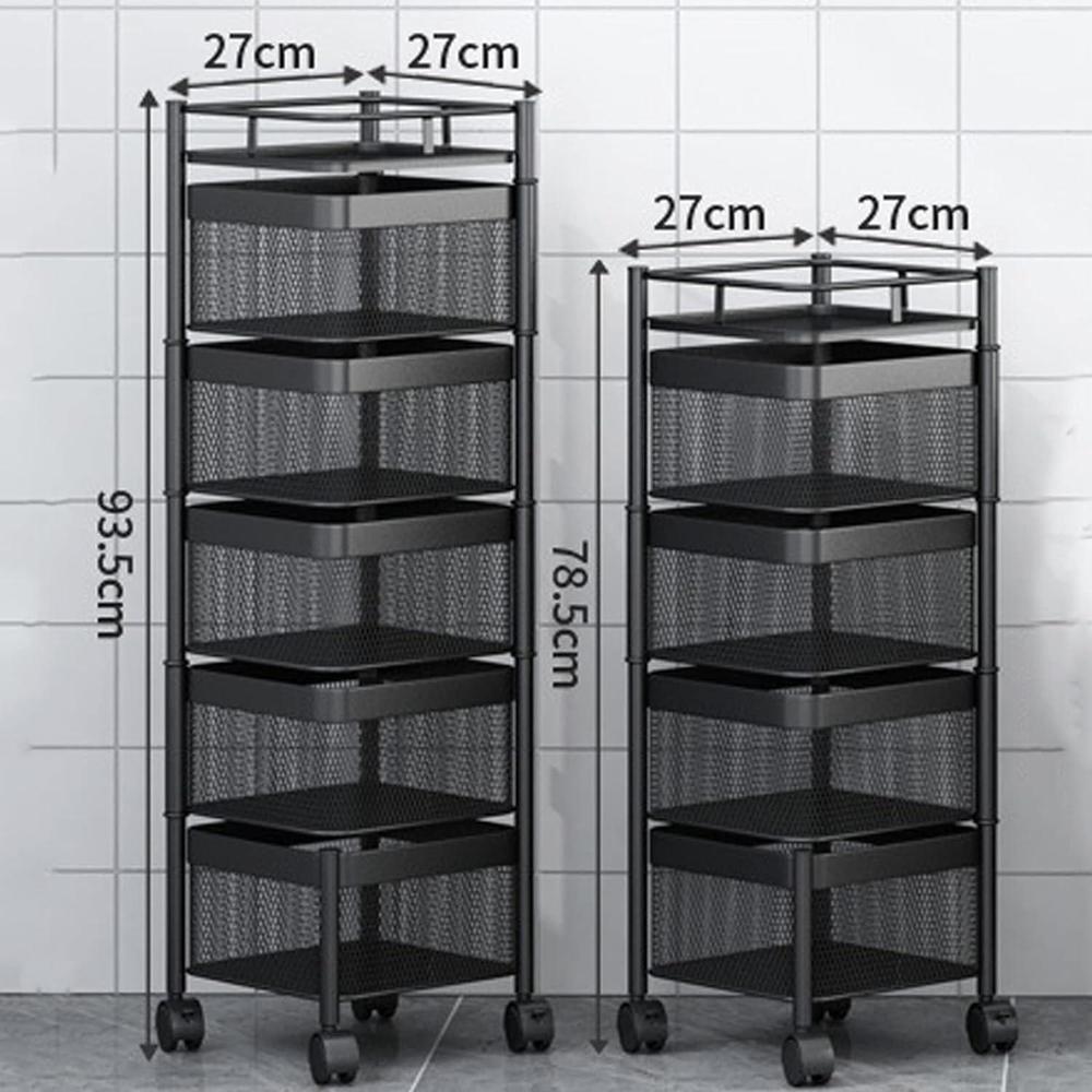 5 Layer Rotatable Fruit Basket Iron Mesh Kitchen Organizer