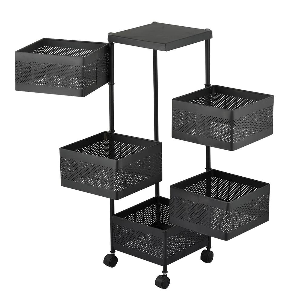 5 Layer Rotatable Fruit Basket Iron Mesh Kitchen Organizer