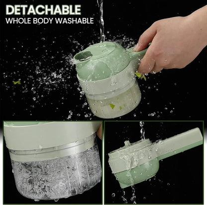 4-in-1 Wireless Electric Food Chopper - Portable Vegetable Chopper for Onion, Garlic, Meat & Herbs