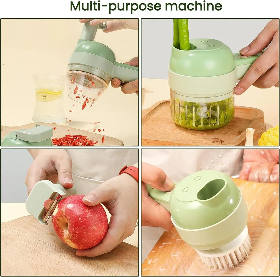 4-in-1 Wireless Electric Food Chopper - Portable Vegetable Chopper for Onion, Garlic, Meat & Herbs