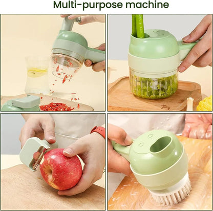 4-in-1 Wireless Electric Food Chopper - Portable Vegetable Chopper for Onion, Garlic, Meat & Herbs