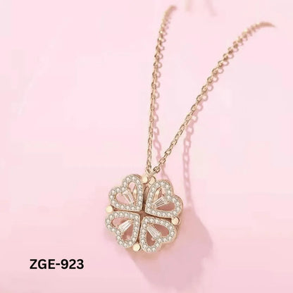 Golden Silver Heart Necklace for Women Daily Wear