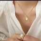 Gold Pendant Necklace with Pearl Stone for Women