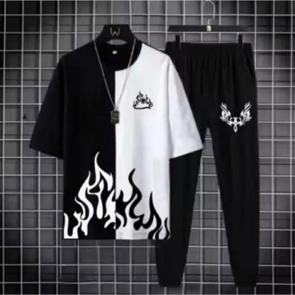 2 Pcs Men's Polyester Printed Track Suit
