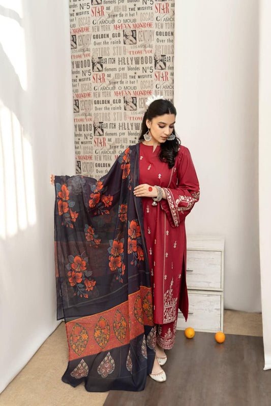 Premium Dhanak 3PC Embroidered Suit 7