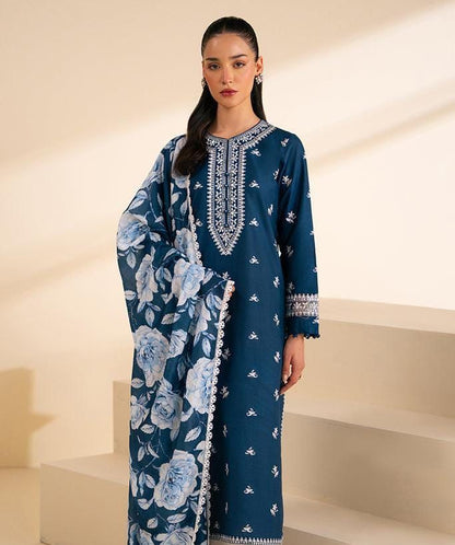 Premium Dhanak 3PC Embroidered Suit 1