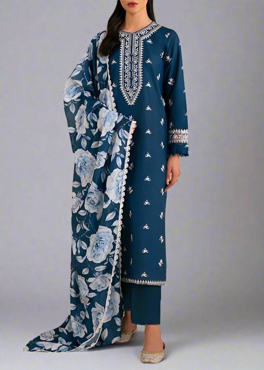 Premium Dhanak 3PC Embroidered Suit 1